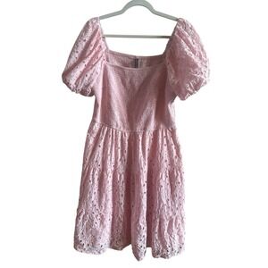 Pretty Garden Pink Baby Doll Milk Maid Short Extra Large Eyelet Mini Dress